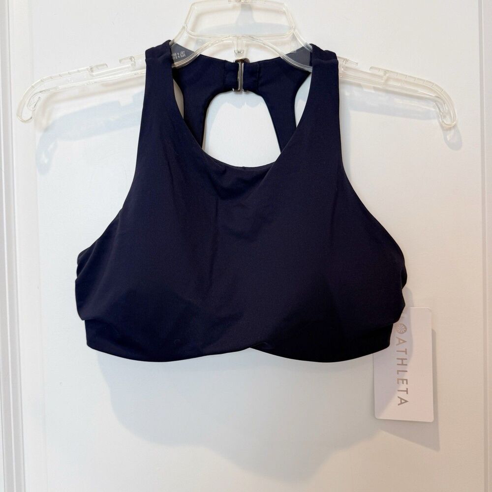 Athleta Womens‎ Maldives Bra Cup Bikini Top Size 34B/C Navy Sports Athletic NWT
